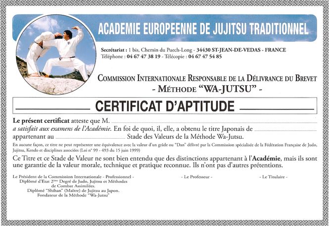 CERTIFICAT D'APTITUDE A.E.J.T.